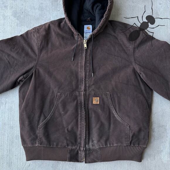 Vintage Y2K Carhartt J130 DKB brown hooded work wear jacket - Picture 3 of 9